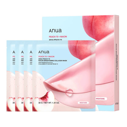 Peach 70 Niacin Brightening Collagen Mask [34g][4pcs]